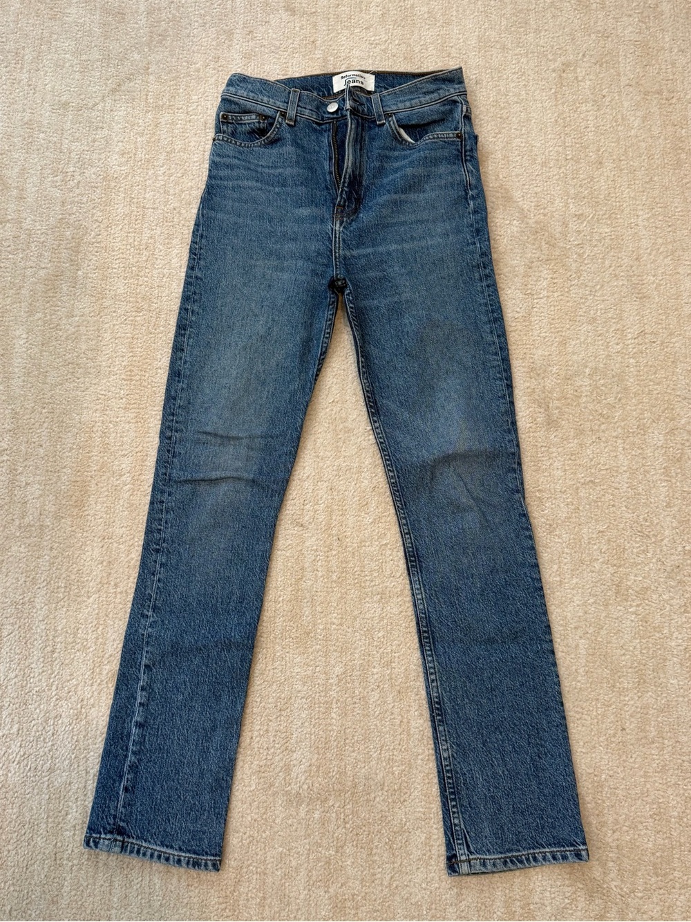 Reformation Straight Leg Jeans in Deep Blue Wash